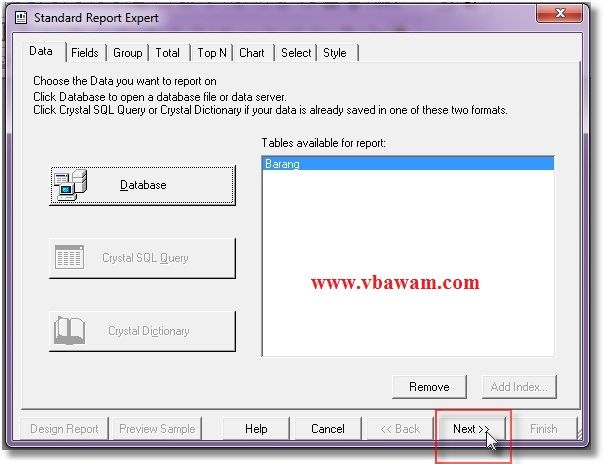 crystal report dengan access 2007
