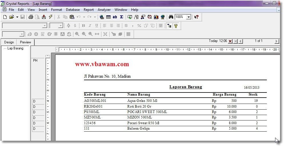 crystal report dengan access 2007