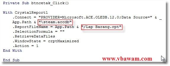 code laporan di vb 6 dengan crystal report