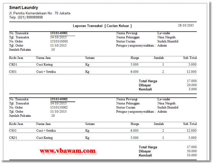 Banyuwangi MDS: contoh program aplikasi laundry visual basic