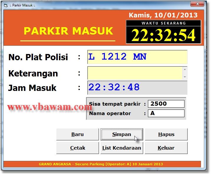 Program parkir vb 6.0