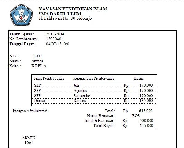 Laporan pembayaran SPP