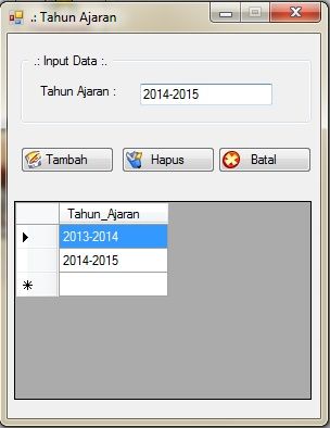 Setting tahun ajaran program pembayaran SPP