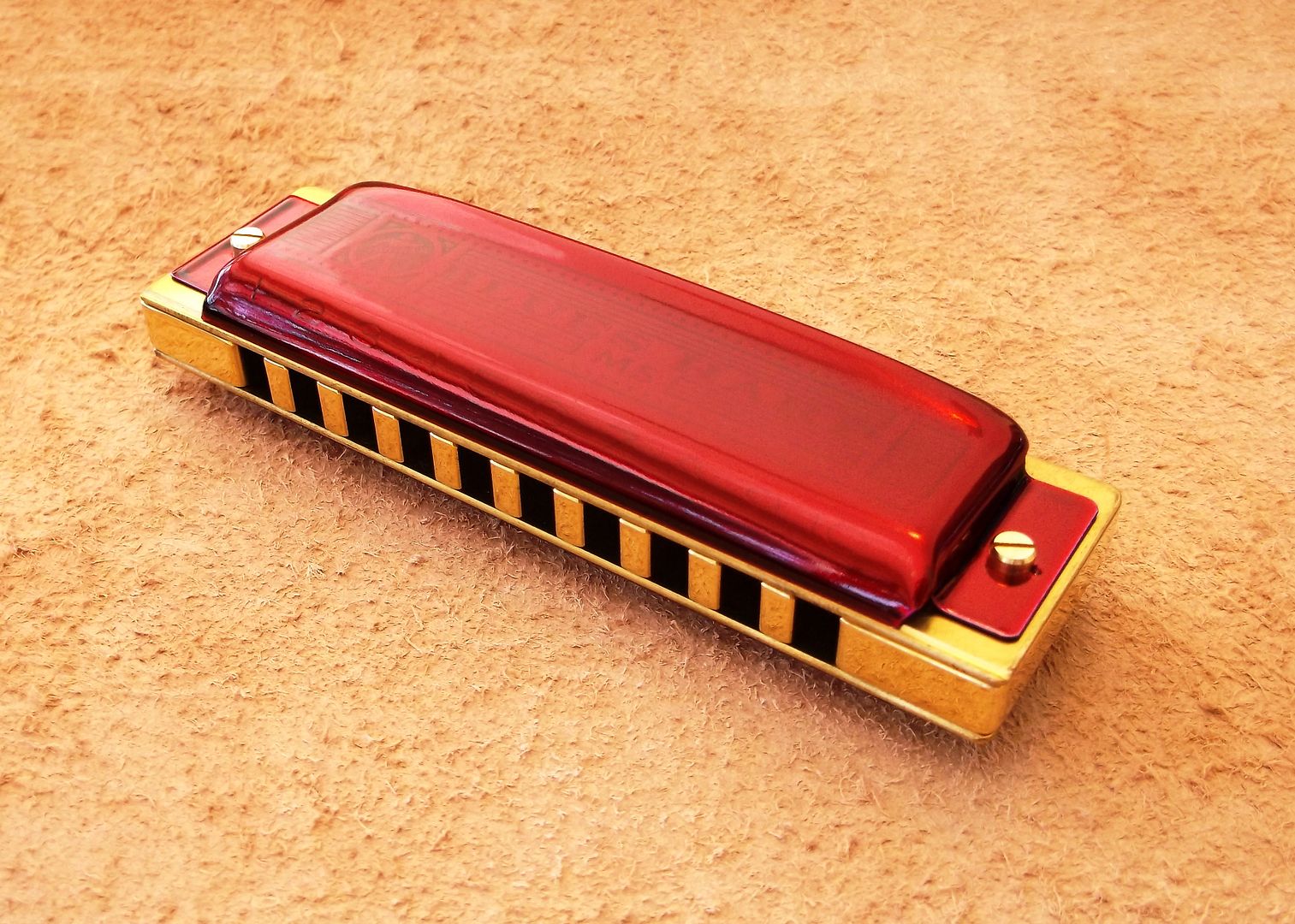 MS Harp - Cross Harp Low F Reed Plates, Solid Brass Comb, Candy Red Blues Harp Covers photo CHBrassRed4_zps9997eeb7.jpg