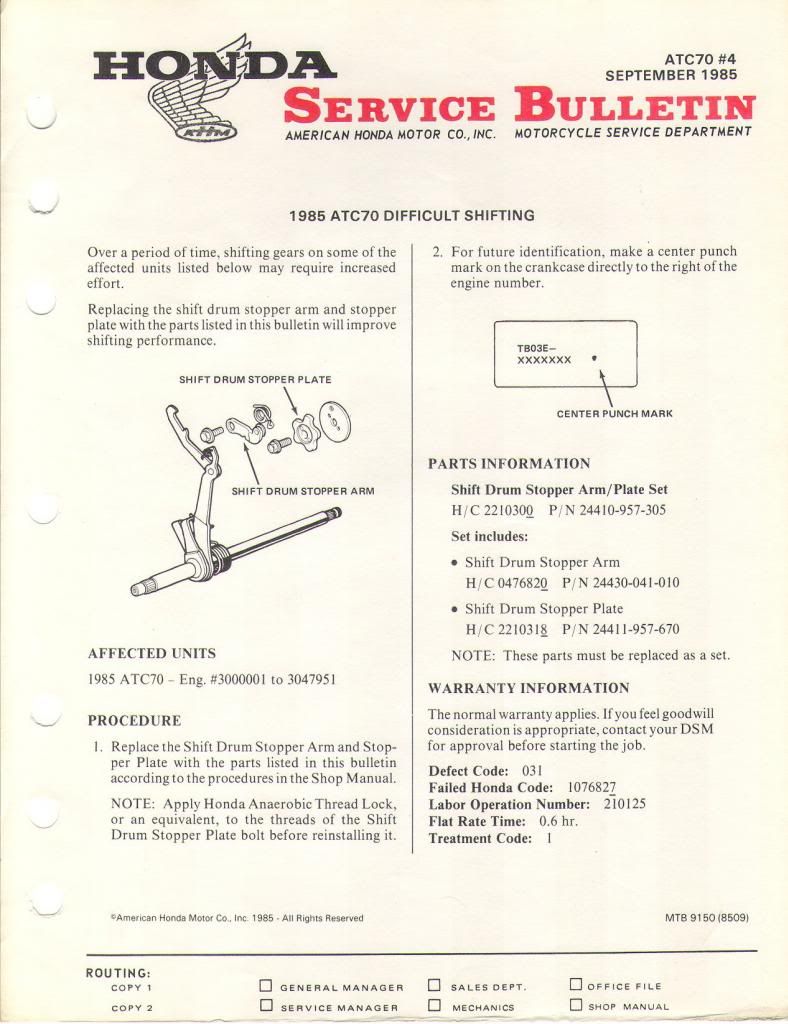 Honda Service Bulletins Through January 1987 Page 2