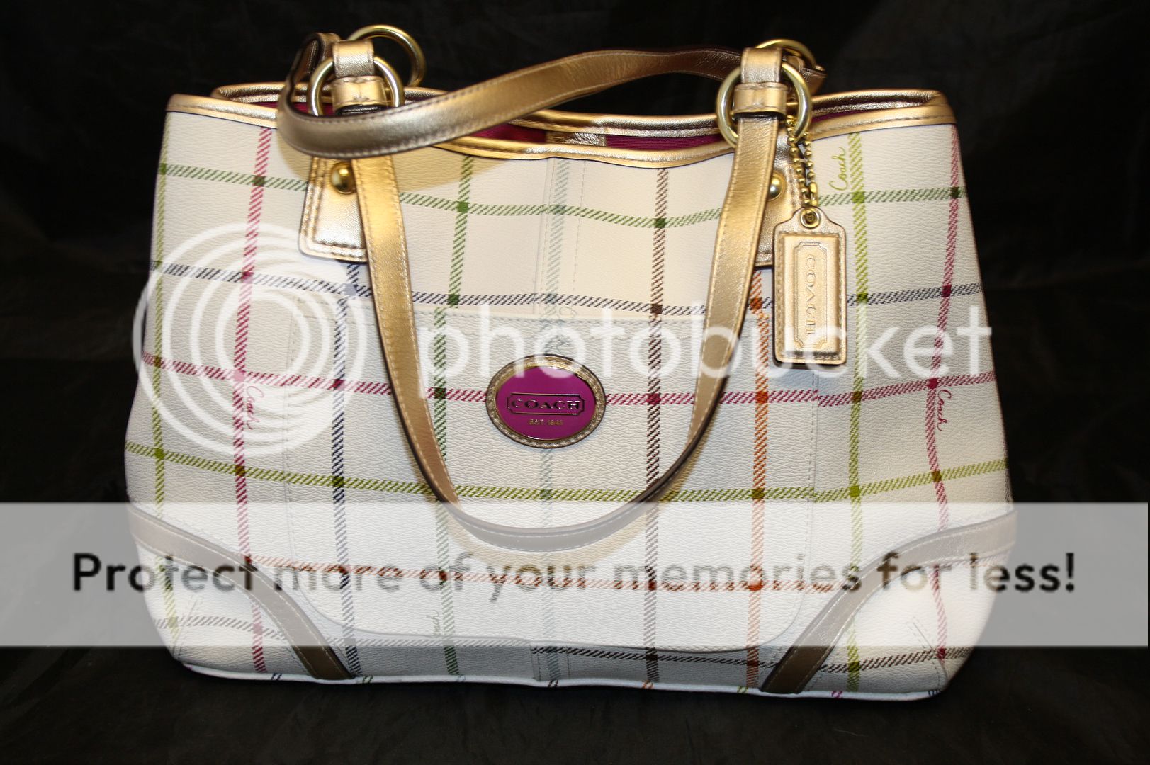 COACH NEW $328 HERITAGE TATTERSALL L1169 F19176 TARTAN TOTE BAG 