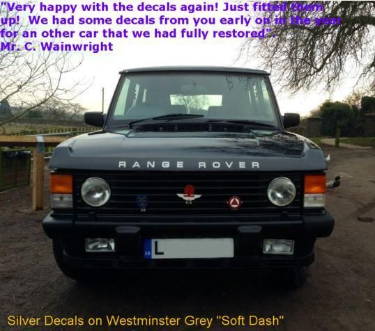 Bonnet /& Tailgate SILVER RTC6465 *** *** Range Rover Classic Decal Set