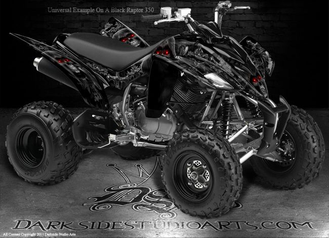 Yamaha Raptor 350 ATV Graphics Inevitable Death Black Model Reaper