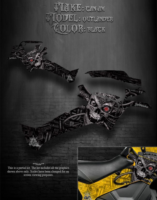 CAN-AM OUTLANDER 2012-2014 /"MACHINEHEAD/" PARTIAL SIDE PANEL YELLOW GRAPHICS KIT