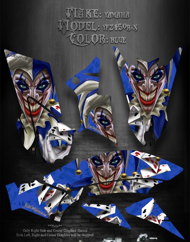 YAMAHA YFZ450 ATV GRAPHICS /"THE JESTERS GRIN/" BLUE MODEL